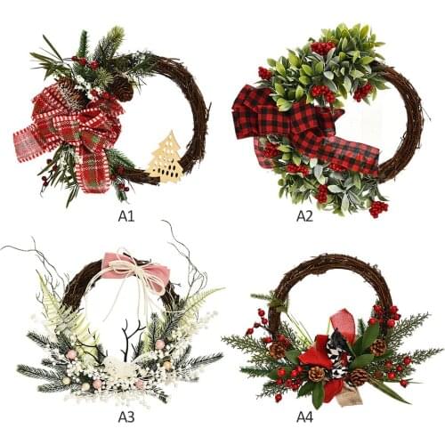 Christmas Door Wreath Artificial Vine Hanging Floral Foliage Garland Christmas Decorations For New Year Xmas Decoration Wreath