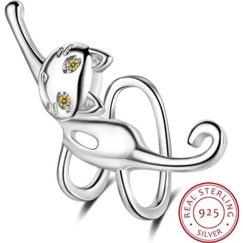 1 PC 925 Sterling Silver Fox Cat Ear Clips Earrings No Piercing Fake Cartilage Animal Earrings 2020 Minimalist Gift