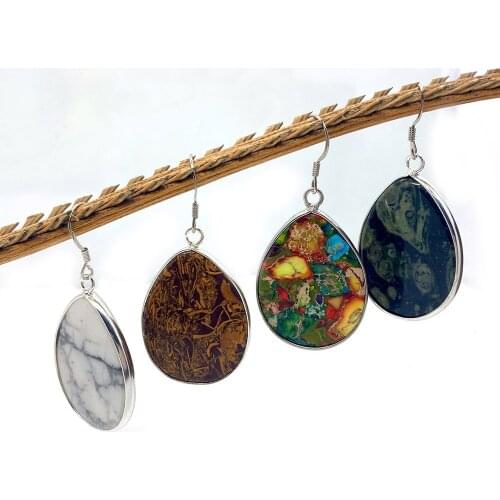 Natural Stone Earrings Drop-shaped Fashion Edging Exquisite Teardrop Pendant Jewelry Making Diy Earrings Necklace Accessories