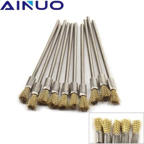 20Pcs 3mm Shank Brass Wire Wheel Brush 8mm Brush Diameter Polishing Brush for Mini Drill Metal Rust Removal Dremel Rotary Tools