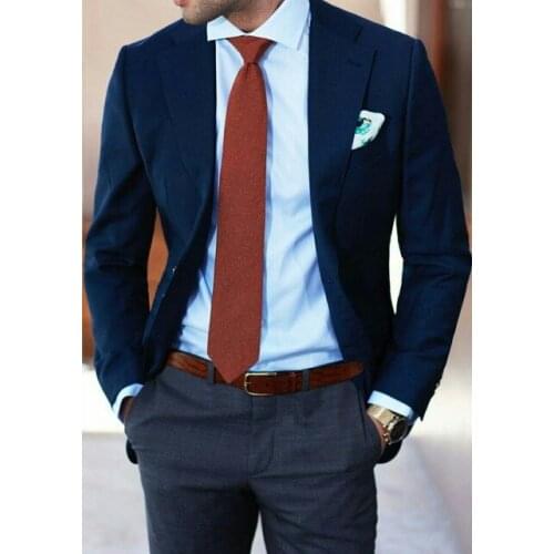 Navy Blue Wedding Suit Men Bridegroom Suit Men Blazer Formal Business Jacket Suit With Pants 2 Piece Slim Fit Men Tuxedo Suit