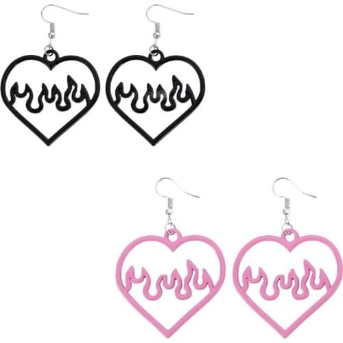 Vintage Black Pink Acrylic Earrings Pendants Hoop Earrings Jewelry Dangle Earring Jewelry for Women Fashion Ear Decors