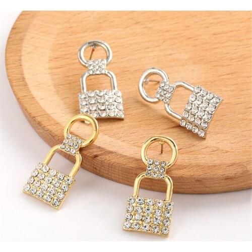 Pauli Manfi 2020 New Earrings Korean Personality Lock Shape Metal Women Fashion Dangle Geometric Earrings