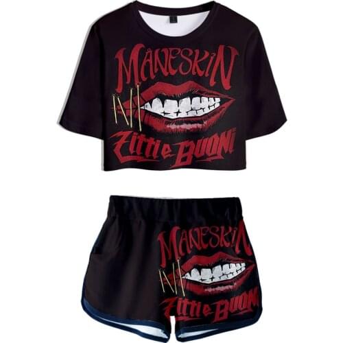 Popular Ltaly Band Maneskin 3D Print Women Summer Sets Sexy Short Tops+shorts Elastic Waist Suit Fashion Women Two Piece Sets