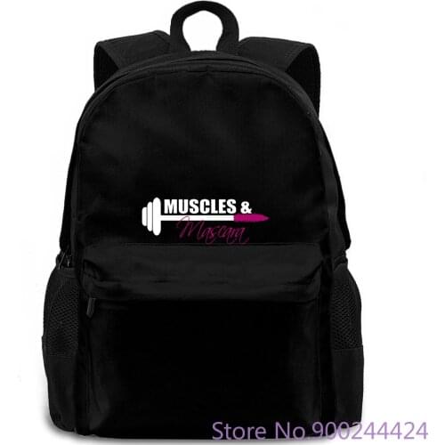 Muscles and Mascara Quote Fitness Gymer Workout Ladies Round Collar backpack