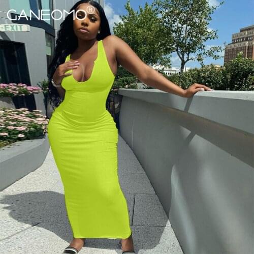 Sleeveless Knitted Sexy Maxi Dress Women Elegant Party Club Bodycon Long Dresses 2021 Casual White Black Clothes Wholesale Items