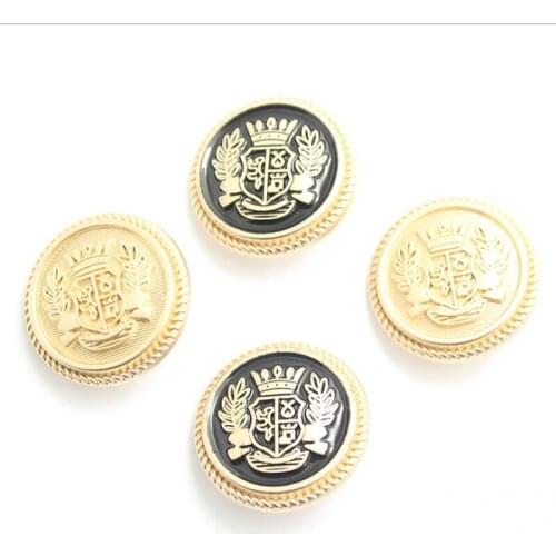 100 PCS High-Grade Metal Crown Damidin Gold Elastic Male And Wood Clothing Suit Shank Buttons For Clothes 15-25mm Imitation