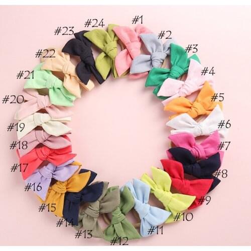100 pcs/lot, Hand Tied Cotton Bow Nylon headband or hair clips, Spring Summer Fabric Bow Headbands, Baby Girls Hair accessories