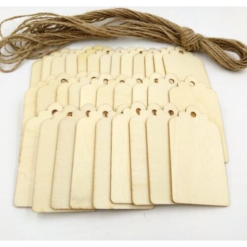 100 Pieces Unfinished Wood Pendants Hanging Tags Gift Label Wedding Decorations