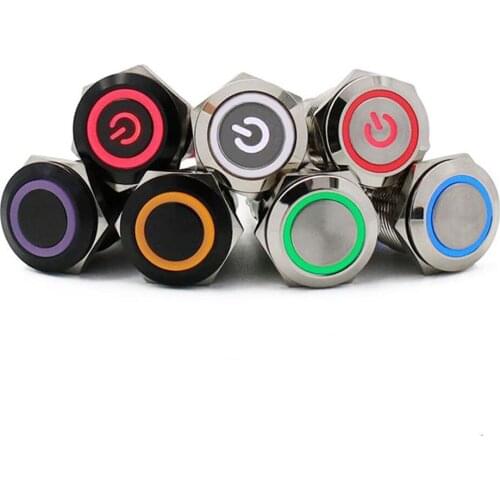 12mm Reset Metal Button Start Stop Switch with LED Light DC 5 12 24 V Small Button Inching Switch Waterproof and Dustproof