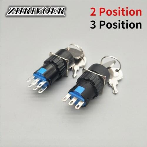 16mm LA LA16-11Y/2 LA16-22Y/3 with Key Knob Switch Self-locking/Latching Select Button 2 Position 3 Position 5A/250VAC