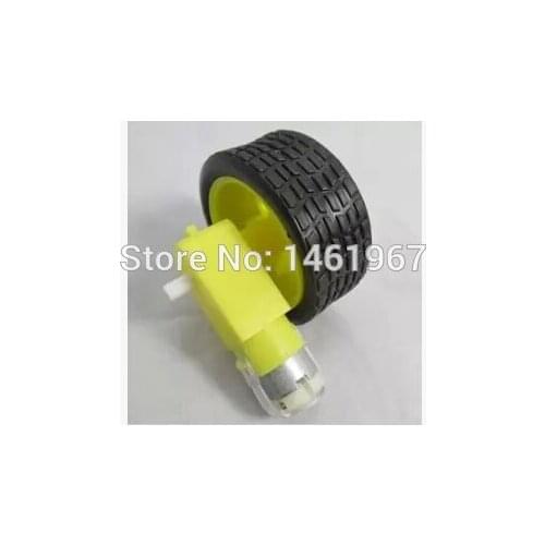 4sets DC 3V-6V Deceleration Biaxial DC motor + supporting wheels , Smart Car Tire Wheel with Gear Motor Dual Shaf