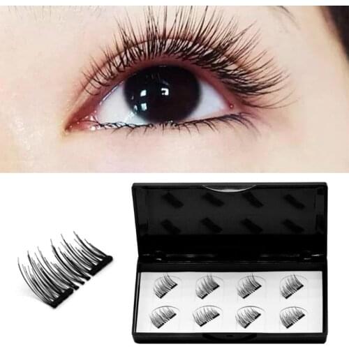 4pairs 3D Fiber Magnetic Eyelashes Reusable False Eye Lashes Extension Makeup Cosmetic