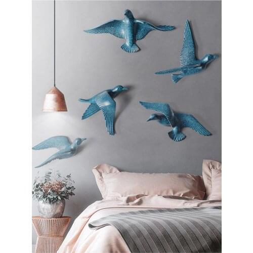 5PCS European Resin Birds Wall Hanging Pigeon Crafts Decoration Home Livingroom Sofa TV Background 3D Wall Sticker Ornament Art