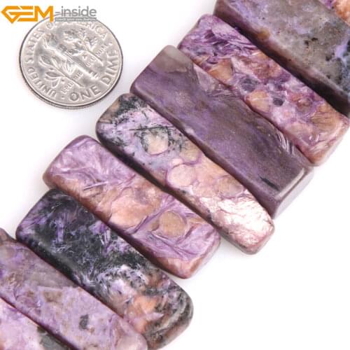 Gem-inside Natural Purple Charoite Beads Flat Stick Point Beads For Jewelry Making Beads DIY 15" Christmas Gift