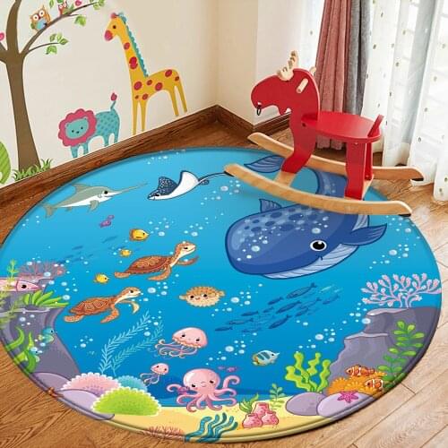 Baby nursery crawling flannel Children durable non-slip floor carpet Sea World Animal Pattern Kids play carpet children Rug