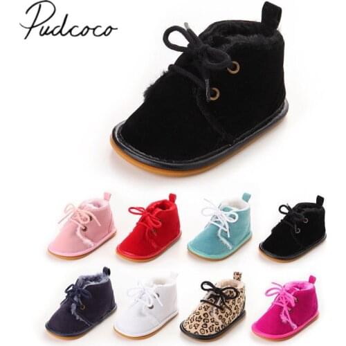 Toddler Infant Newborn Baby Boy Girl Winter Fur Snow Boots Warm Shoes Booties Casual Leopard First Walkers 0-18M