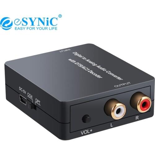 ESYNiC Digital to Analog Audio Decoder Converter Compatitable For DTS/Support Dolby Decoder converter with volume adjustment