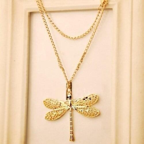 Hot New Fashion Lovely Dragonfly Necklace Female Star Models Jewelry Wholesales