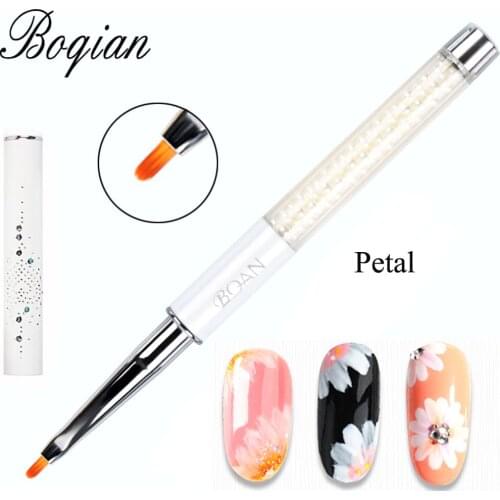 BQAN Petal Nail Brush Pearl Acrylic Nail Art Liner Brush French Lines Stripes Grid Flower Painting Drawing PenManicure Tools