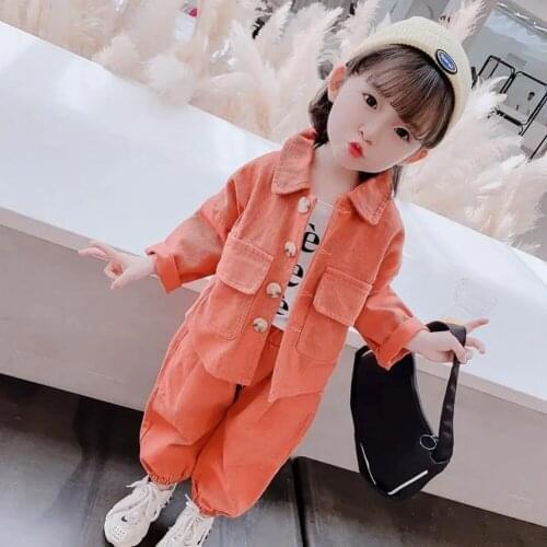 Spring Autumn Kids Toddler Girl Clothes Sets Girls Pockets Jacets + Casual Pants Toursers 2021 Fashoin Children Baby Outfits 5 6