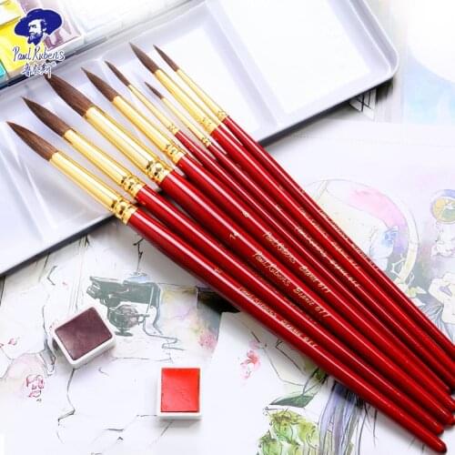 Paul Rubens The Red Watercolor Pen Ox Hair Timber Baking Varnish Multi-specification Watercolor Brush Gift Box