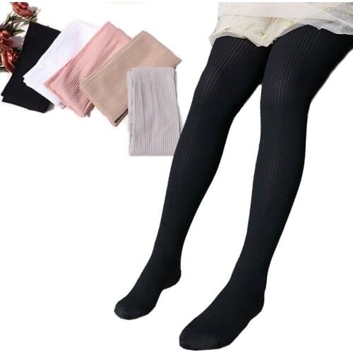 Summer thin childrens velvet pantyhose girl Korean version of vertical stripe leggings dance pants performance pants Solid