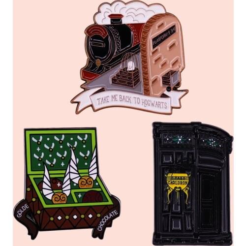 ZF3177 Movie Wizard Student Train Bar Metal Enamel Pins And Brooches For Women Men Lapel Pin Backpack Bags Hat Badge Gifts