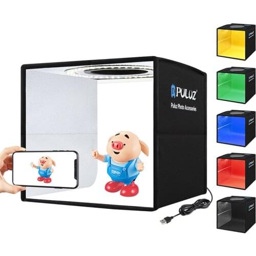 Mini Photography Softbox Fold Portable Ring LED Light Dimmable Photo Studio Shooting Tent Foto Box Kit With 12 Colors Backdrops