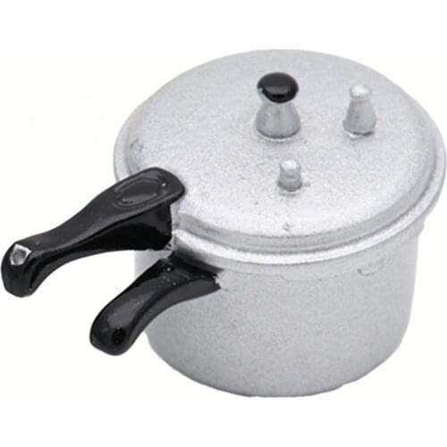 1:12 Miniature Dollhouse Mini Zinc Alloy Simulation Pressure Cooker Kitchen Toy Ornament 3D Material Furniture
