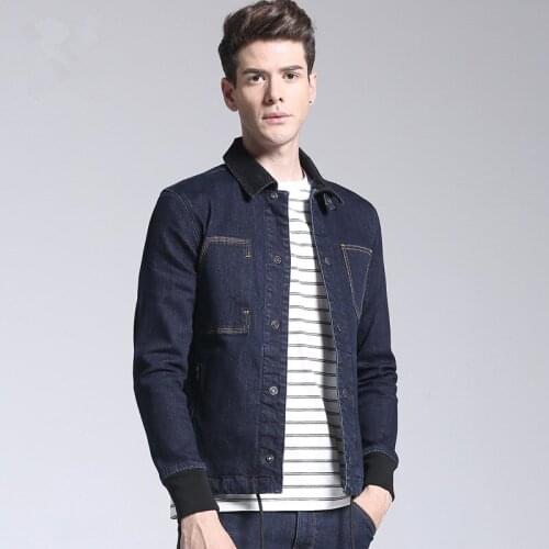 2020 turn down collar casual denim jacket men single breasted slim fit jean jacket for male pockets spring outerwear