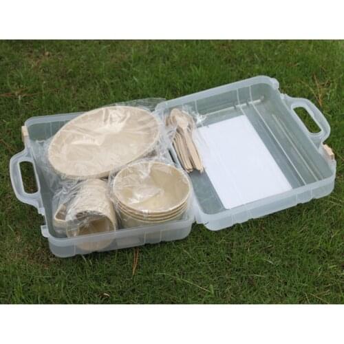 24 Pieces Picnic Camping Outdoor Plastic Reusable Tableware Dishes Set