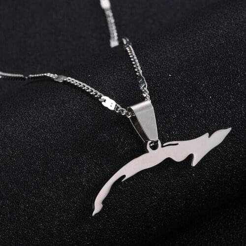 Stainless Steel Silver Color Small Size Cuba Map Pendant Necklaces For Women Map of Cuba Jewelry