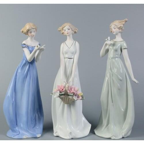 2021 New Ceramic Girl Home Furnishings European US Style Little Women Ornament Home Decors for House Hallway Office Bedroom