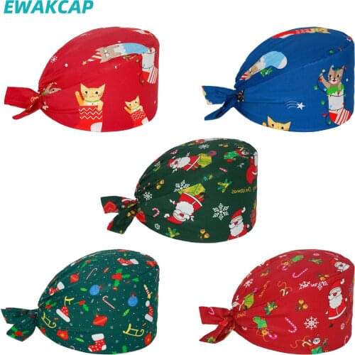 New Surgicals Cap breathable christmas sweat-absorbent Beauty Salon Pet Grooming Cap Scrubs Cap Health Dust Hats Lab Scrubs Caps