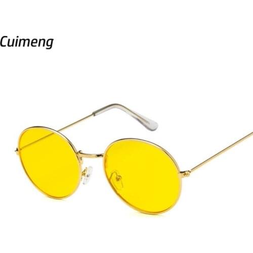 Ocean Yellow Red Round Sun Glasses For Women Mirror Retro Ladies Luxury Small Sunglasses Women Brand Designer Oculos De Sol