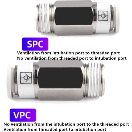 One-way Valve Threaded Straight Through SPC VPC 8-02 6-01 Pneumatic Tracheal Quick Plug Check Valve Connector Check