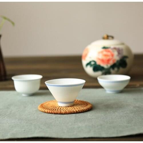 Factory Wholesale Master Cup of Hand-Painted Kung Fu Tea Jingdezhen Handmade ge ren bei Double Cups