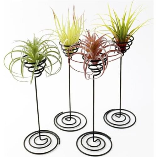 New 50pcs/lot Air Plant Stand Holder Black Iron Spiral Flower AirPlant Container Tillandsia Holder for Displaying Plant