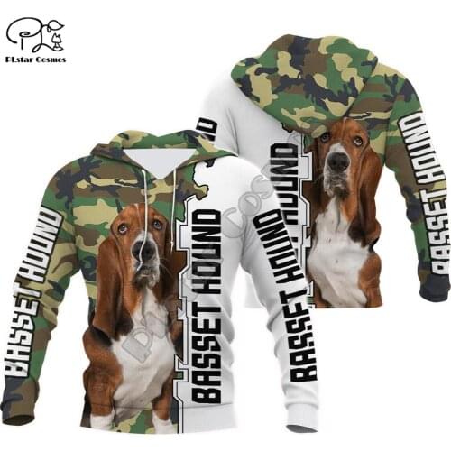 Men women basset hound all printed casual Hoodies zipper unisex Camouflage long sleeve Sweatshirts jacket pullover tracksuit