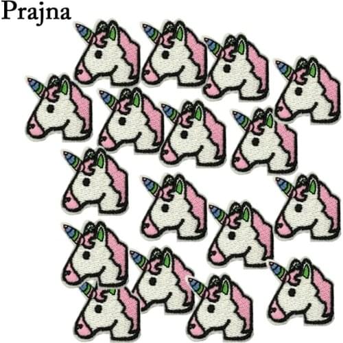 Prajna 10PCS Wholesale Unicorn Embroidery Iron On Patches For Clothes Sewing Patch Clothing Sticker DIY Motif Applique Badges
