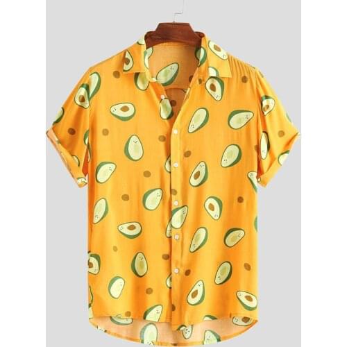 Men Shirt Ethnic Style Print Men Casual Shirt Lapel Neck Streetwear Short Sleeve Tops 2020 Loose Tropical Hawaiian Shirt Men