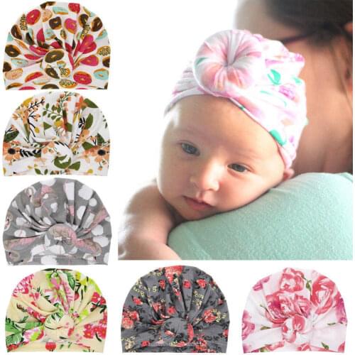 2020 Brand New Fashion Newborn Toddler Kids Baby Boy Girl Turban Cotton Beanie Hat Winter Cap Flower Donut Hats Soft Caps Gifts