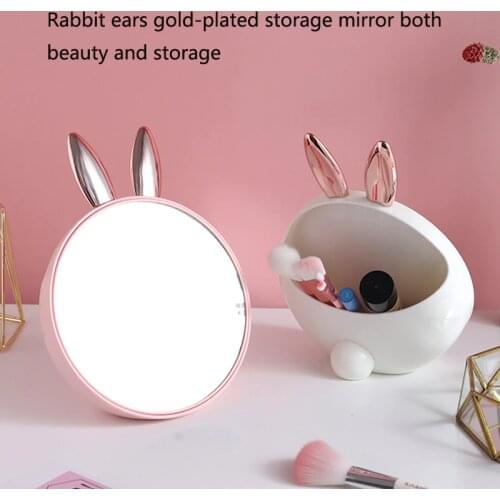 Cute Makeup Mirror Desk Storage Desktop Mirror Simple Girl Mirror Bathroom Wall-Mounted Mirror Student Dormitory Vanity Mirror