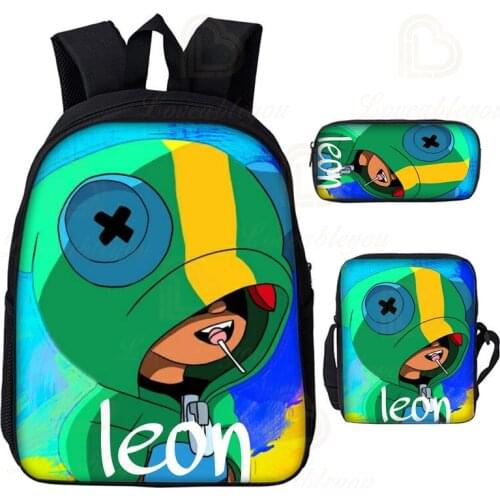 Shooter Bo and Star,Cartoon Pencil Baby Bag Shelly 8 To 19 Years Kids Backpack Shooter Game Leon 3D Print Student Boys Girls