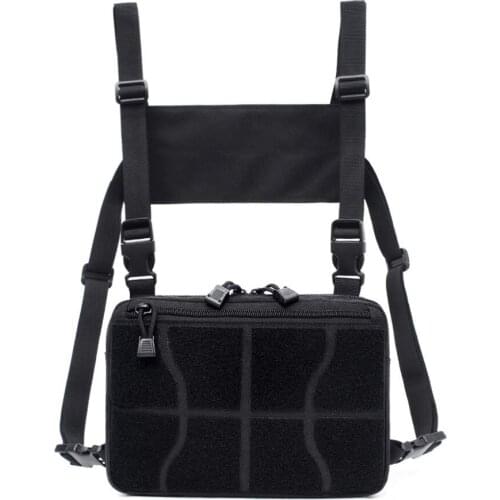 Tactical Chest Bag Molle Military Combat Front Pack Vest Hip Hop Backpack Detachable Strap Zipper Pockets Outdoor Hunting Bags