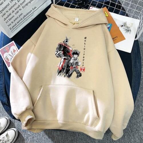 My Hero Academia Anime All Might Deku Print Mens Hoody Funny Hip Hop Streetwear Casual Loose Clothing Autumn Fleece Men Clothing