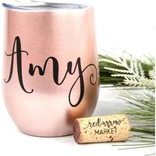 20pcs Personalized Wine Tumbler Insulated Rose Gold Wine Cup Custom Engraved Wine cup With lid Bridesmaid Gifts Wedding Gifts