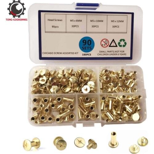 Chicago Screws Brass Plated Screw Posts Bookbinding Posts Binding Screw Chicago Button Post Rivets Screw Belt Screws Leather