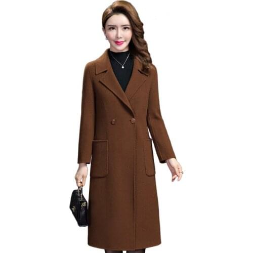 Woolan Windbreaker Womans Mid-length 2020 New Slim Plus Size Woolens Wool Overcoat Ladies Korean Autumn Winter Jacket Female
